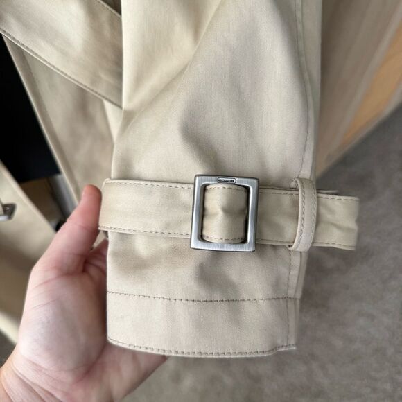 Coach 1941 Vintage Tan Single Breasted Belted Long Cotton + Leather Trench Coat - Picture 14 of 16